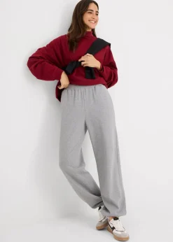 bonprix Basics|Sweat|Jogginghose mit hohem Bund hellgrau meliert meliert