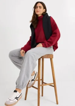 bonprix Basics|Sweat|Jogginghose mit hohem Bund hellgrau meliert meliert