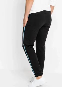 bonprix Sweat|Hosen|Jogginghose mit Kontrastdetails schwarz