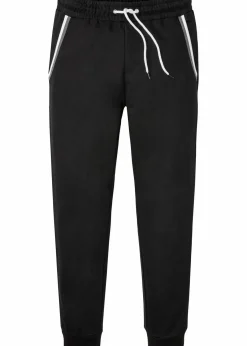 bonprix Große Größen|Basics|Jogginghose mit Kontrastdetails aus reiner Baumwolle schwarz