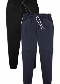 bonprix Große Größen|Basics|Jogginghose mit Kontrastdetails (2er Pack) schwarz + dunkelblau