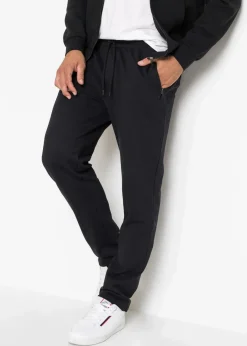 bonprix Große Größen|Basics|Jogginghose mit praktischen Reißverschlusstaschen schwarz