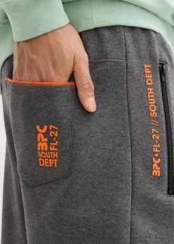 bonprix Sweat|Hosen|Jogginghose mit praktischen Reißverschlusstaschen aus Bio-Baumwolle grau meliert