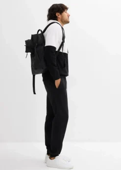 bonprix Sweat|Hosen|Jogginghose mit Rippbündchen am Saum schwarz