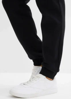 bonprix Sweat|Hosen|Jogginghose mit Rippbündchen am Saum schwarz
