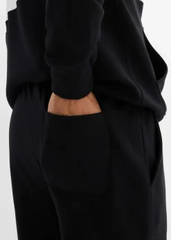 bonprix Sweat|Hosen|Jogginghose mit Rippbündchen am Saum schwarz