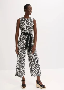 bonprix Bekleidung·Homewear|Jumpsuits|Jumpsuit schwarz/natur bedruckt