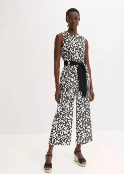 bonprix Bekleidung·Homewear|Jumpsuits|Jumpsuit schwarz/natur bedruckt