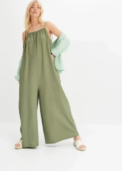 bonprix Nachhaltigere Materialien|Jumpsuits|Jumpsuit aus leichtem Leinen-Viskose-Mix oliv