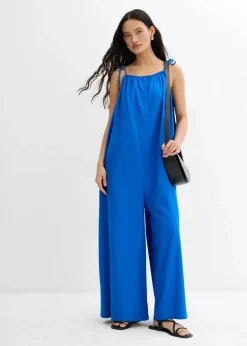 bonprix Bekleidung·Homewear|Jumpsuits|Jumpsuit aus leichtem Leinen-Viskose-Mix azurblau