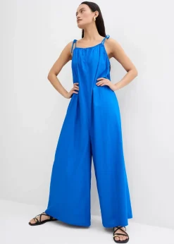 bonprix Bekleidung·Homewear|Jumpsuits|Jumpsuit aus leichtem Leinen-Viskose-Mix azurblau