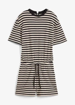 bonprix Bekleidung·Homewear|Jumpsuits|Jumpsuit aus reiner Bio-Baumwolle sandbeige/schwarz gestreift