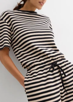 bonprix Bekleidung·Homewear|Jumpsuits|Jumpsuit aus reiner Bio-Baumwolle sandbeige/schwarz gestreift