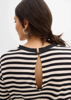 bonprix Bekleidung·Homewear|Jumpsuits|Jumpsuit aus reiner Bio-Baumwolle sandbeige/schwarz gestreift