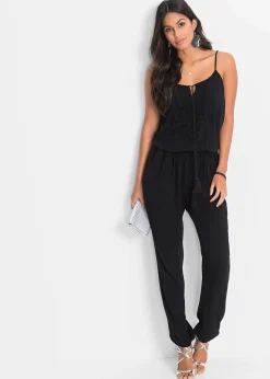 bonprix Bekleidung·Homewear|Jumpsuits|Jumpsuit aus strukturierter Viskose schwarz