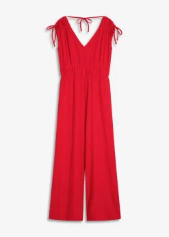 bonprix Nachhaltigere Materialien|Jumpsuits|Jumpsuit aus strukturiertem Crêpe tiefrot