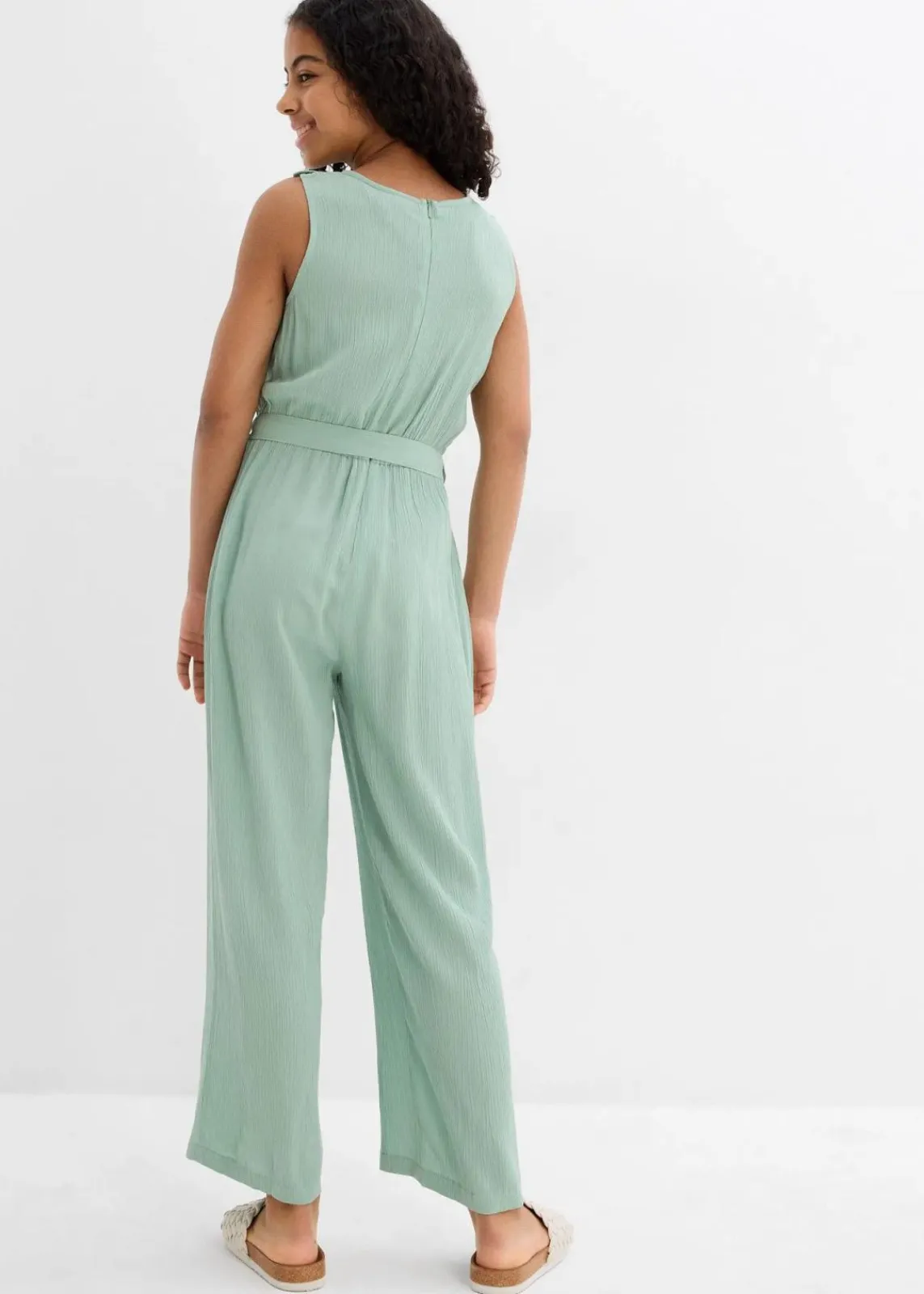bonprix Mädchen 9-16 Jahre·Kleider & Jumpsuits|Mädchen 2-8 Jahre·Nachhaltigere Materialien|Jumpsuit aus strukturiertem Crinkle pastellgrün