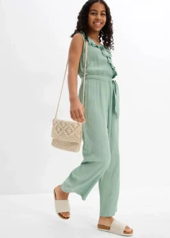 bonprix Mädchen 9-16 Jahre·Kleider & Jumpsuits|Mädchen 2-8 Jahre·Nachhaltigere Materialien|Jumpsuit aus strukturiertem Crinkle pastellgrün
