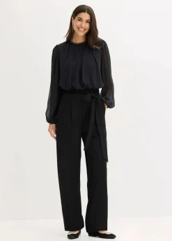 bonprix Bekleidung·Homewear|Jumpsuits|Jumpsuit mit Chiffon und Glitzer schwarz