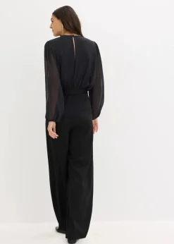 bonprix Bekleidung·Homewear|Jumpsuits|Jumpsuit mit Chiffon und Glitzer schwarz