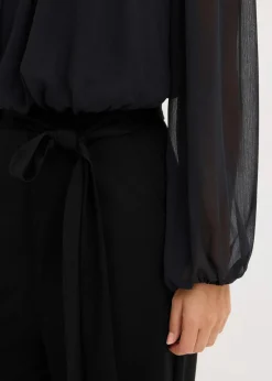 bonprix Bekleidung·Homewear|Jumpsuits|Jumpsuit mit Chiffon und Glitzer schwarz