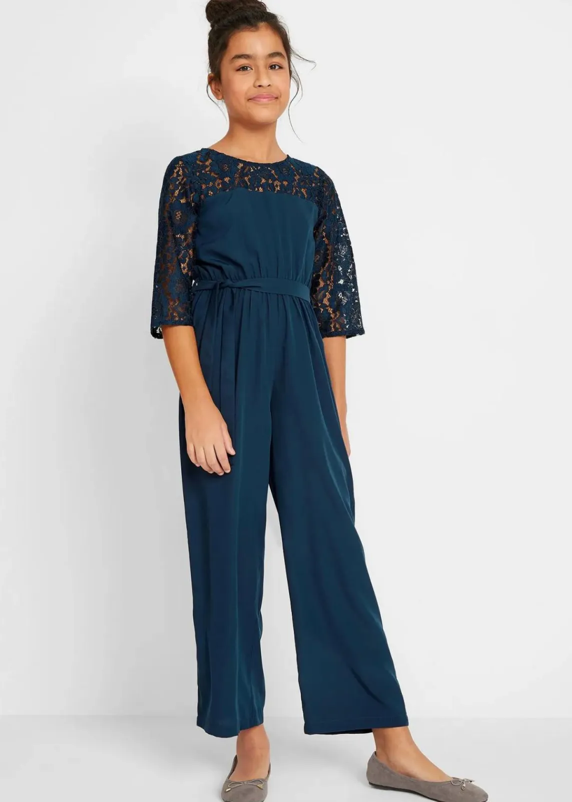 bonprix Mädchen 9-16 Jahre·Kleider & Jumpsuits|Jumpsuit mit Spitze dunkelblau
