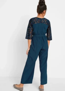 bonprix Mädchen 9-16 Jahre·Kleider & Jumpsuits|Jumpsuit mit Spitze dunkelblau