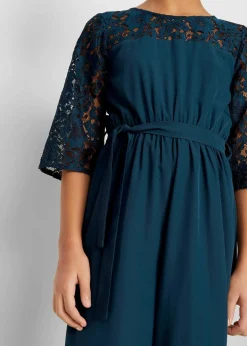 bonprix Mädchen 9-16 Jahre·Kleider & Jumpsuits|Jumpsuit mit Spitze dunkelblau