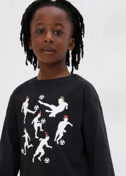 bonprix Jungen 2-8 Jahre·Nachhaltigere Materialien|Jungen 2-8 Jahre·Shirts|Jungen Langarmshirt mit Weihnachtsmotiv aus Bio Baumwolle schwarz