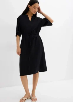 bonprix Bekleidung·Pullover & Strickjacken|Kleider|Kaftan-Kleid aus feiner Viskose schwarz