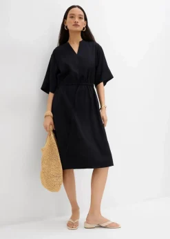 bonprix Bekleidung·Pullover & Strickjacken|Kleider|Kaftan-Kleid aus feiner Viskose schwarz