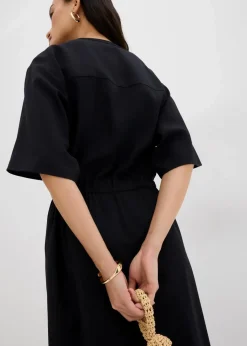 bonprix Bekleidung·Pullover & Strickjacken|Kleider|Kaftan-Kleid aus feiner Viskose schwarz