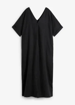 bonprix Bekleidung·Pullover & Strickjacken|Kleider|Kaftan-Kleid aus reinem Leinen schwarz