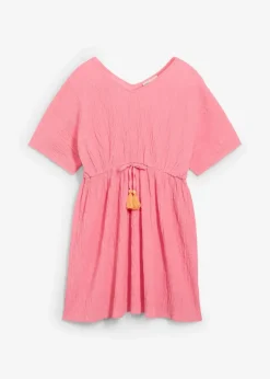 bonprix Mädchen 9-16 Jahre·Kleider & Jumpsuits|Kaftan-Kleid aus strukturiertem Crinkle rosa