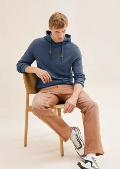 bonprix Große Größen|Pullover & Strickjacken|Kapuzenpullover aus weichem Baumwollmix blau meliert