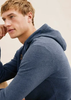 bonprix Große Größen|Pullover & Strickjacken|Kapuzenpullover aus weichem Baumwollmix blau meliert