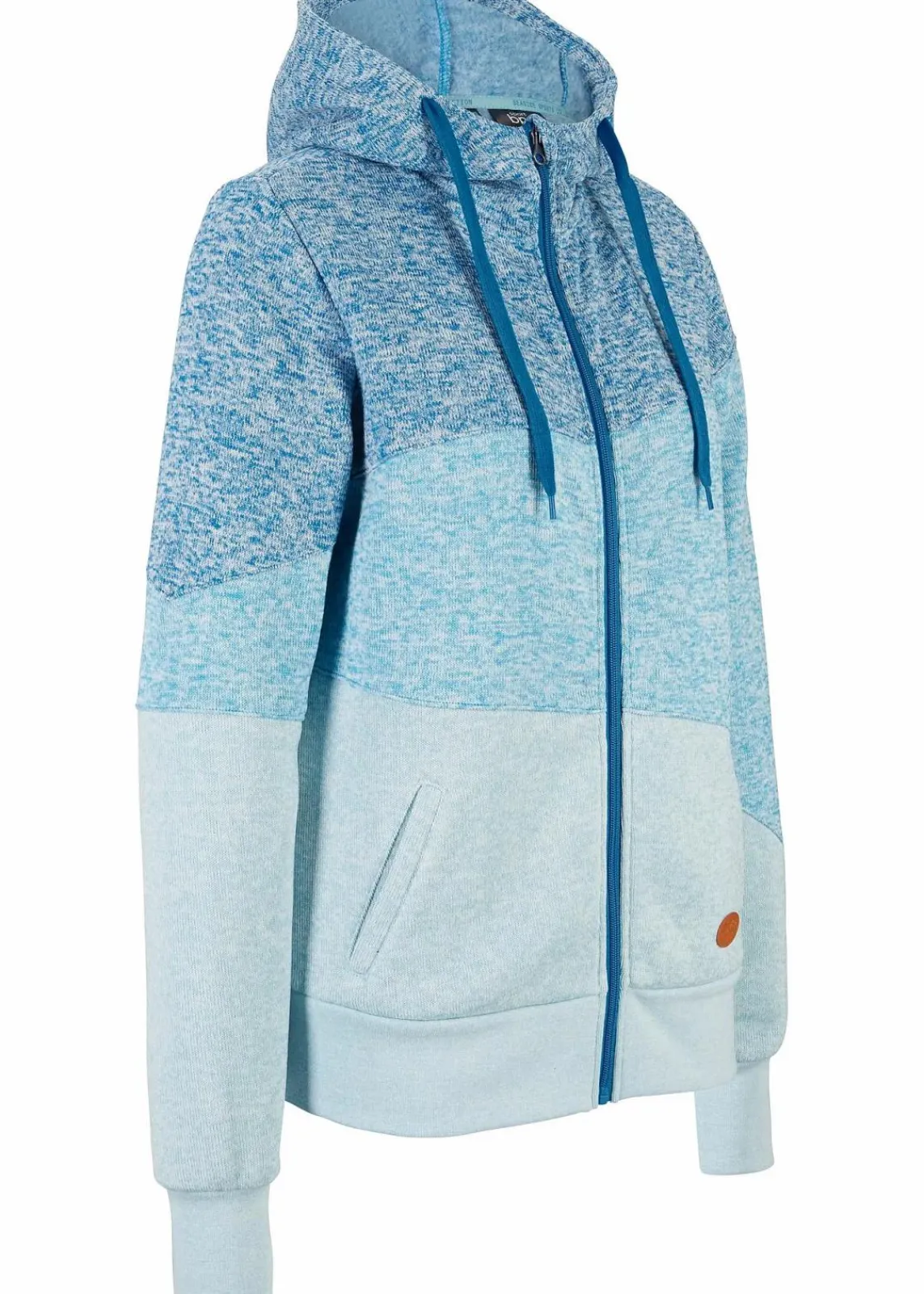 bonprix Bekleidung·Blusen & Tuniken|Nachhaltigere Materialien|Kapuzen-Sweatjacke atlantikblau meliert