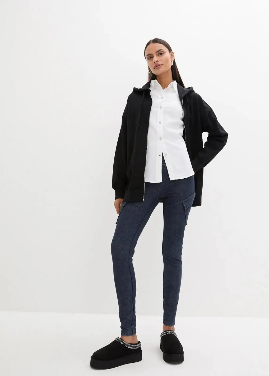 bonprix Sweat|Nachhaltigere Materialien|Kapuzen-Sweatjacke schwarz