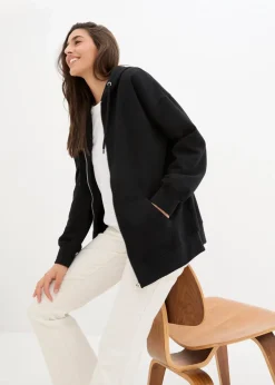 bonprix Sweat|Nachhaltigere Materialien|Kapuzen-Sweatjacke schwarz