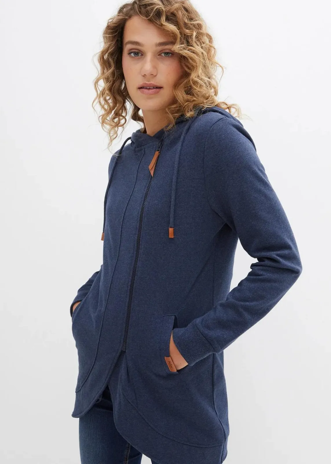 bonprix Sweat|Bekleidung·Blusen & Tuniken|Kapuzen-Sweatjacke dunkelblau meliert