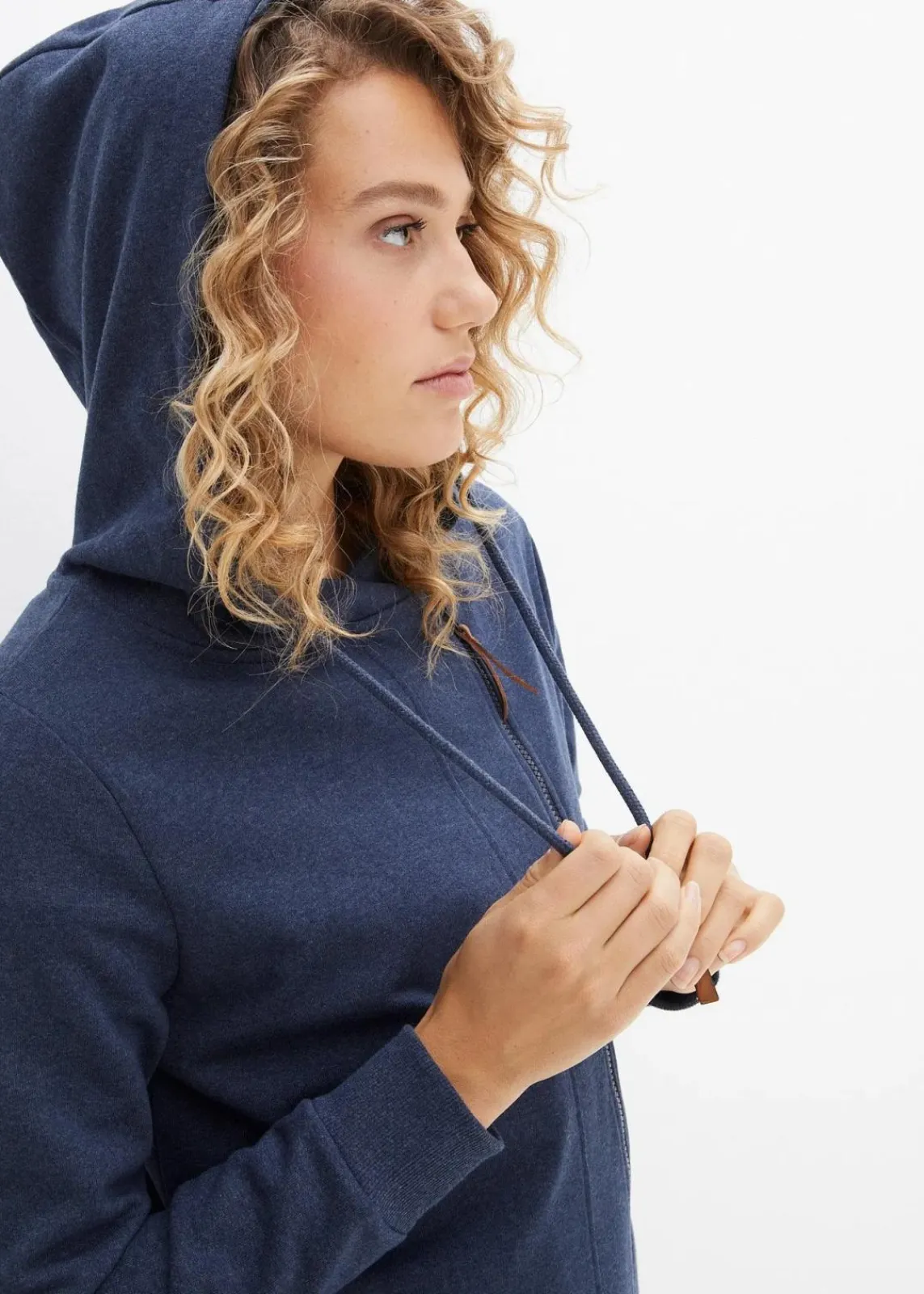 bonprix Sweat|Bekleidung·Blusen & Tuniken|Kapuzen-Sweatjacke dunkelblau meliert