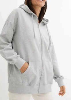 bonprix Sweat|Nachhaltigere Materialien|Kapuzen-Sweatjacke hellgrau meliert