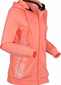 bonprix Sweat|Bekleidung·Blusen & Tuniken|Kapuzen-Sweatjacke aus reiner Baumwolle lachs bedruckt