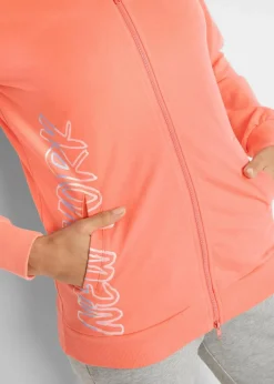 bonprix Sweat|Bekleidung·Blusen & Tuniken|Kapuzen-Sweatjacke aus reiner Baumwolle lachs bedruckt