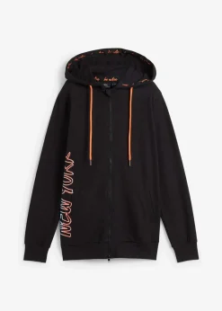 bonprix Bekleidung·Blusen & Tuniken|Sweat|Kapuzen-Sweatjacke aus reiner Baumwolle schwarz bedruckt