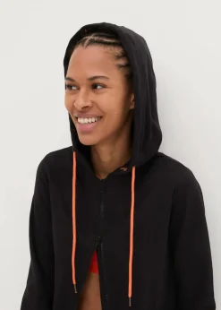 bonprix Bekleidung·Blusen & Tuniken|Sweat|Kapuzen-Sweatjacke aus reiner Baumwolle schwarz bedruckt