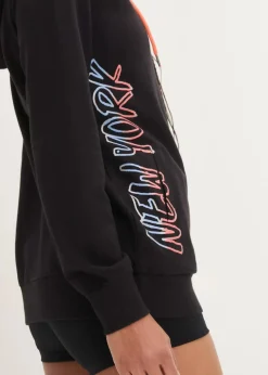 bonprix Bekleidung·Blusen & Tuniken|Sweat|Kapuzen-Sweatjacke aus reiner Baumwolle schwarz bedruckt