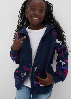 bonprix Mädchen 2-8 Jahre·Sweat & Strick|Kapuzen-Sweatjacke aus reiner Baumwolle dunkelblau bedruckt