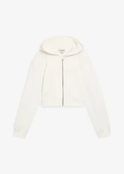 bonprix Mädchen 9-16 Jahre·Sweat & Strick|Mädchen 2-8 Jahre·Nachhaltigere Materialien|Kapuzen-Sweatjacke aus reiner Bio-Baumwolle wollweiß