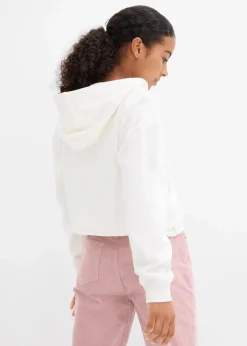 bonprix Mädchen 9-16 Jahre·Sweat & Strick|Mädchen 2-8 Jahre·Nachhaltigere Materialien|Kapuzen-Sweatjacke aus reiner Bio-Baumwolle wollweiß